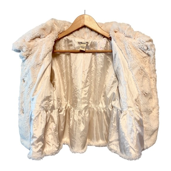 Vintage Y2K Cream Faux Fur Lined Jacket Cropped length by Forever size Small - Picture 7 of 14
